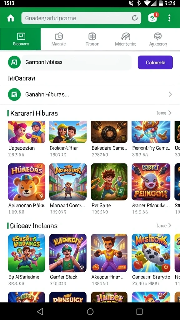 Screenshot ini memperlihatkan menu karakter yang beragam.