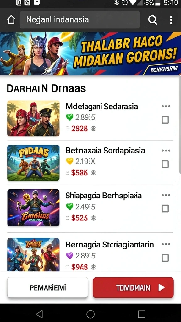 Leaderboard yang menunjukkan peringkat pemain.