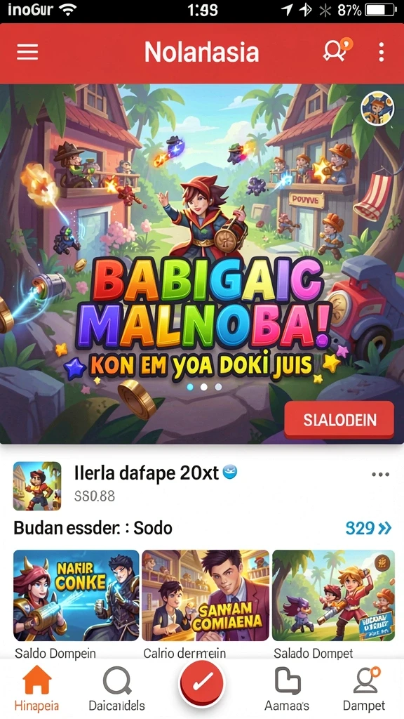 Berbagai pilihan permainan yang dapat dipilih.